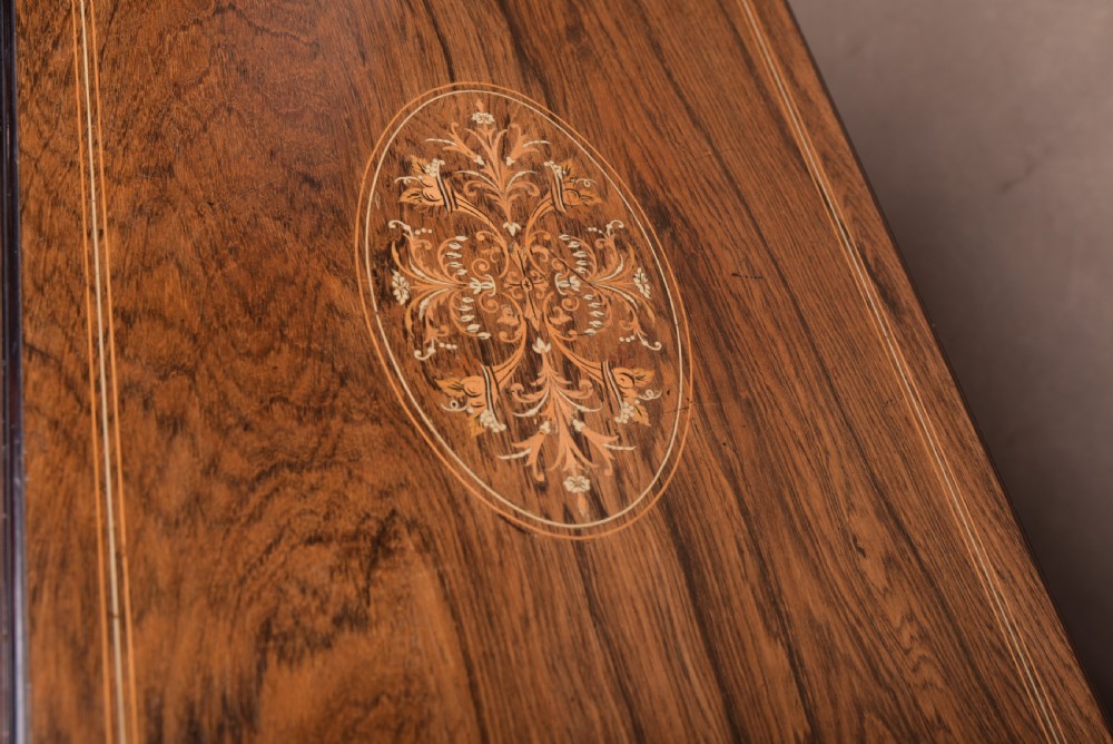 Edwardian Marquetry Inlaid Rosewood fold over Card Table  View III