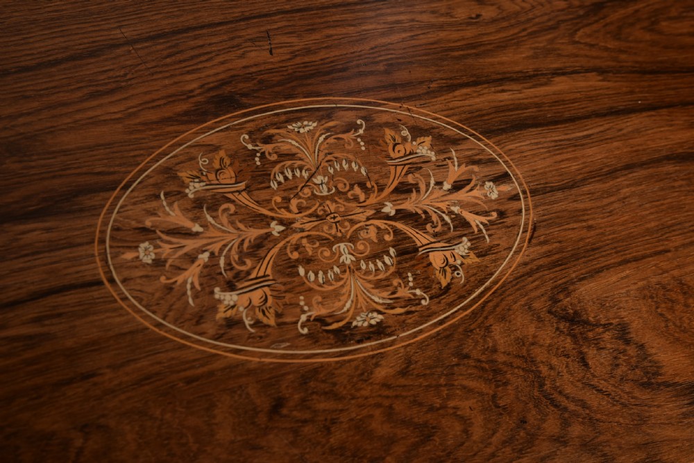 Edwardian Marquetry Inlaid Rosewood fold over Card Table  View IV
