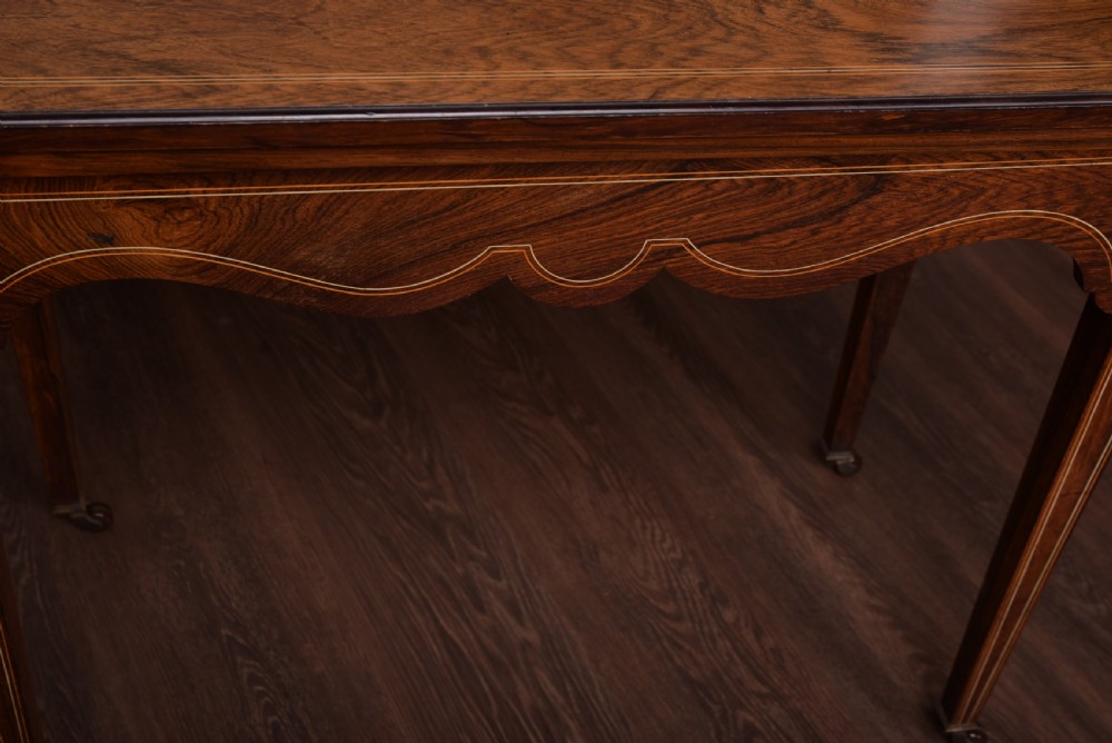 Edwardian Marquetry Inlaid Rosewood fold over Card Table  View VIII