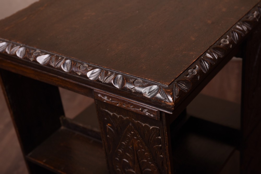 Carved Oak Revolving bookcase View VIII