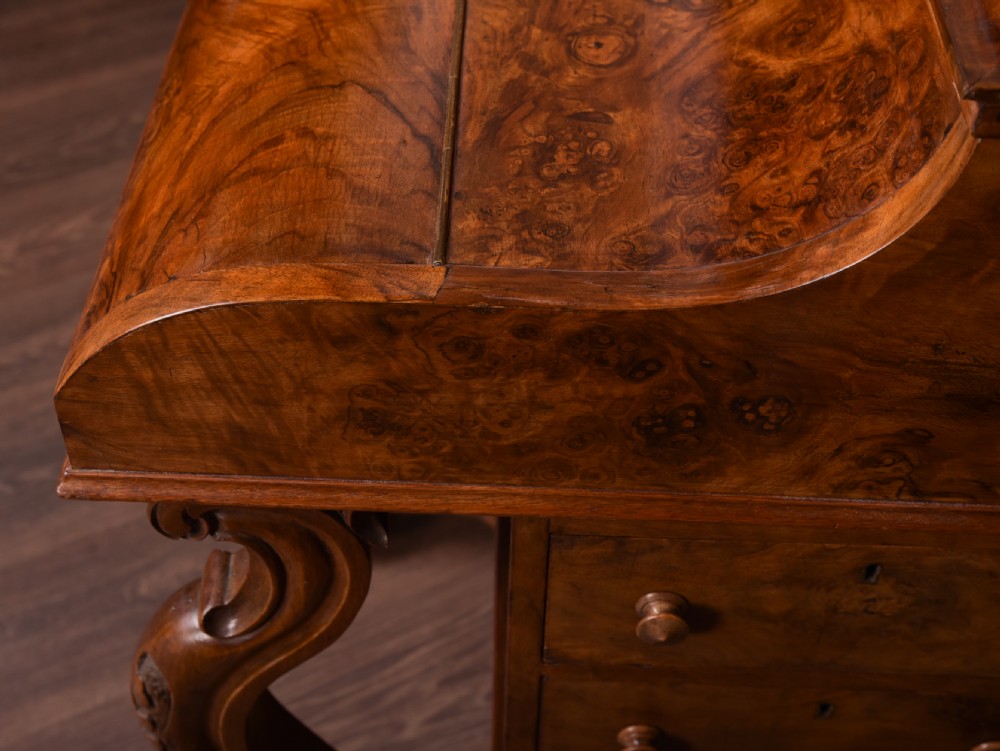 Stunning Victorian walnut piano top pop up davenport  View IV