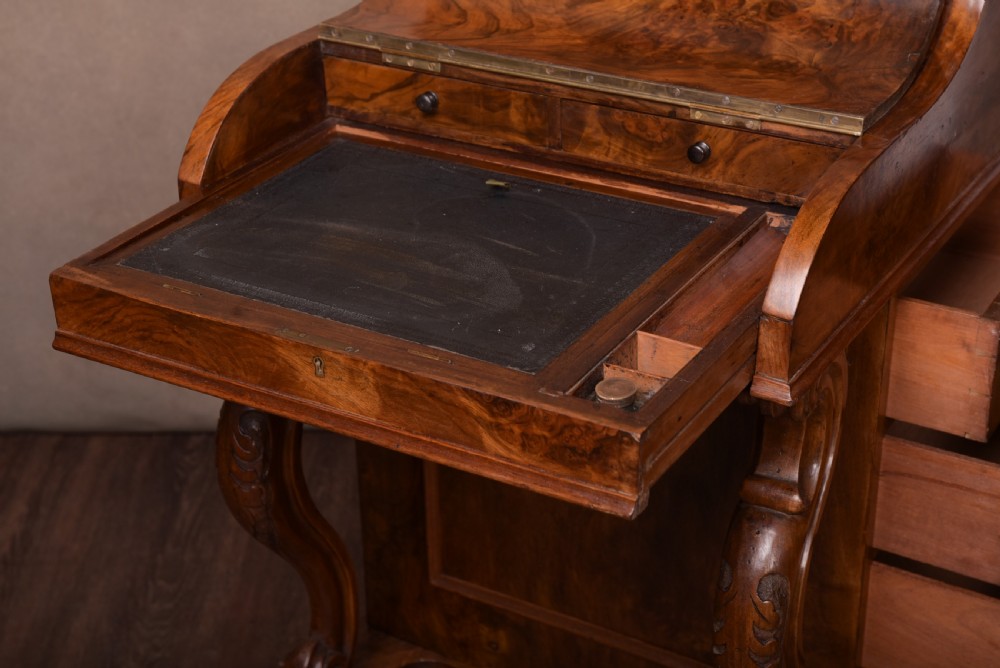 Stunning Victorian walnut piano top pop up davenport  View XI
