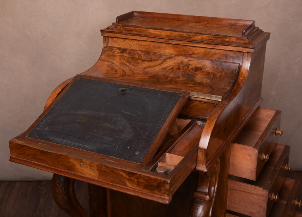 Stunning Victorian walnut piano top pop up davenport  View XIII
