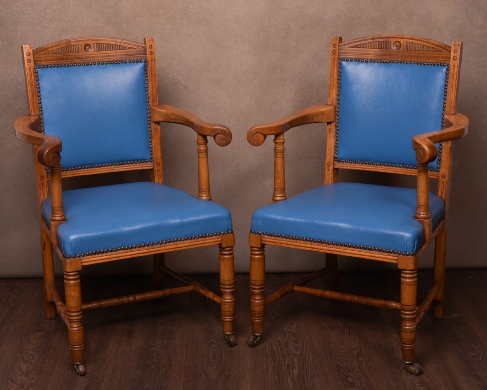 Pair of Edwardian walnut desk chairs 