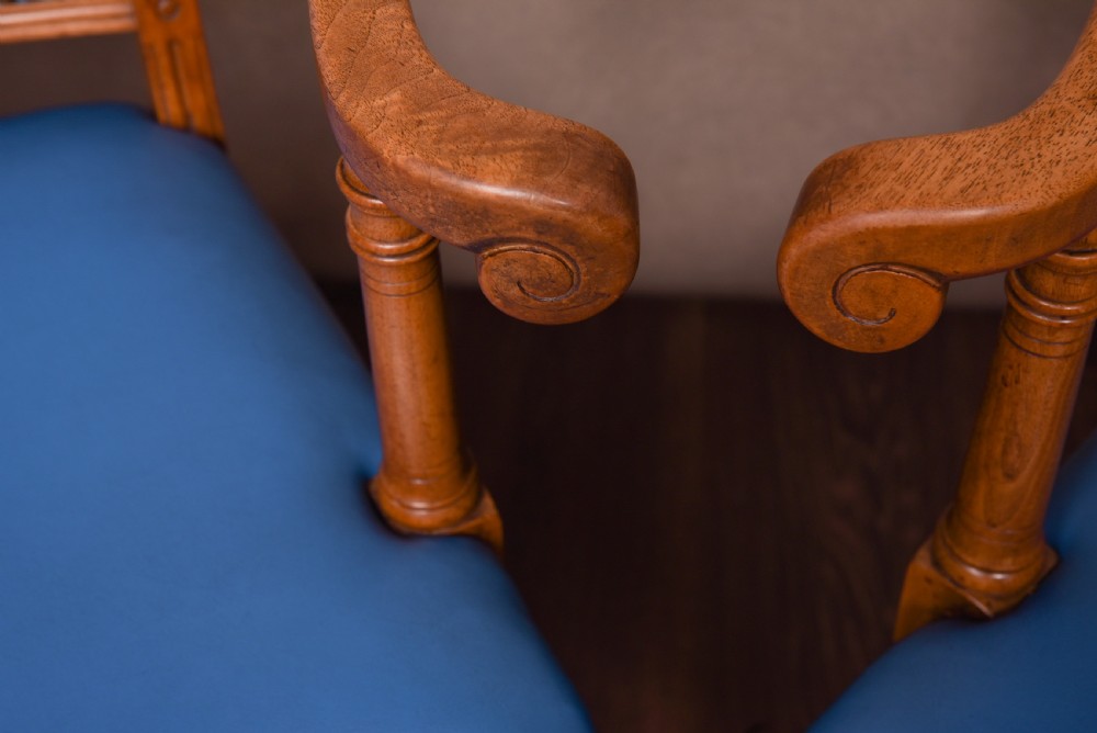 Pair of Edwardian walnut desk chairs  View II