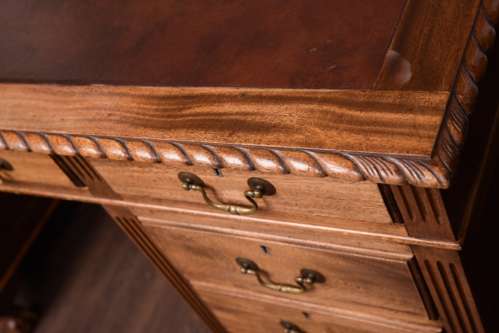 Edwardian  Mahogany pedestal knee hole desk  View IV