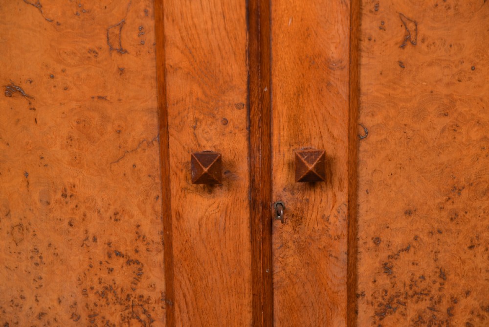 Rare arts and crafts style pollard oak wardrobe  View II