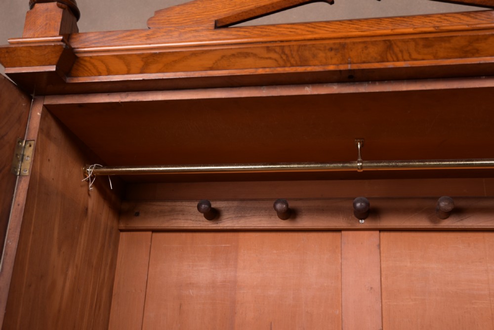 Rare arts and crafts style pollard oak wardrobe  View XIV