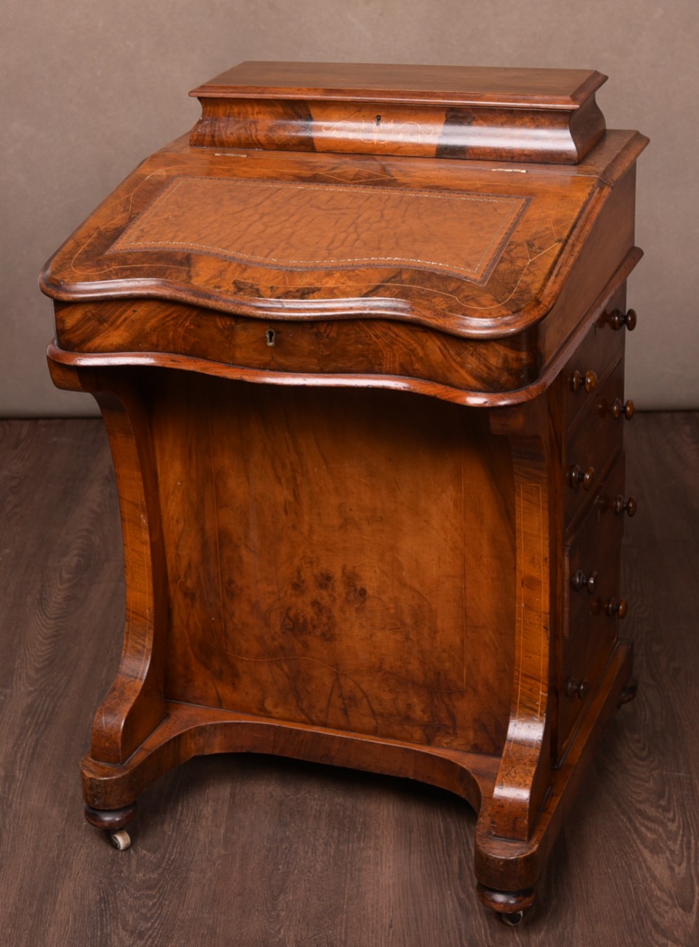 Victorian inlaid Burr Walnut Davenport 