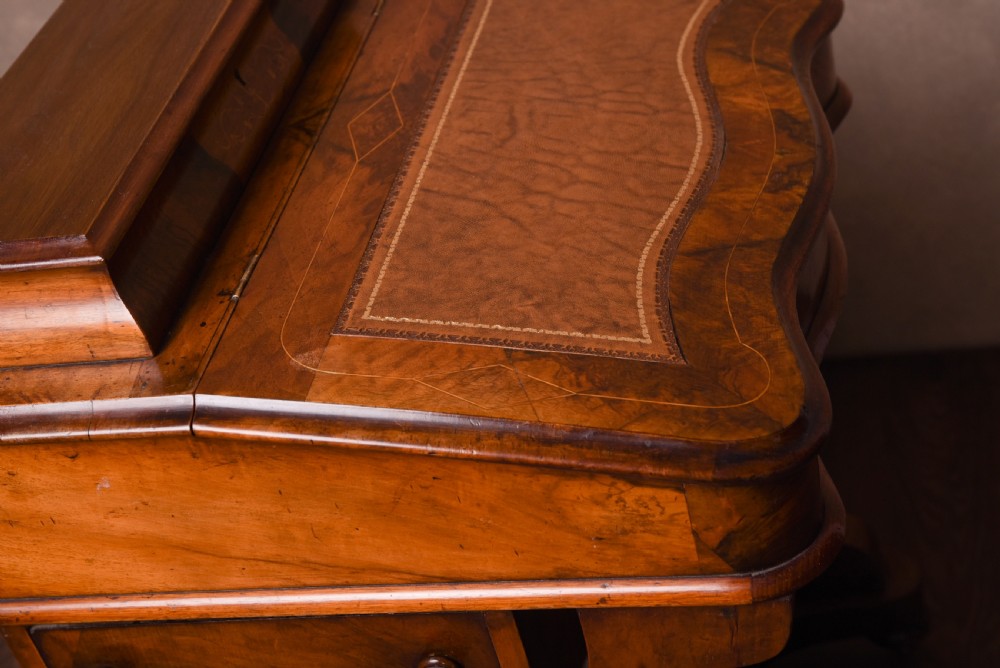 Victorian inlaid Burr Walnut Davenport  View XIII