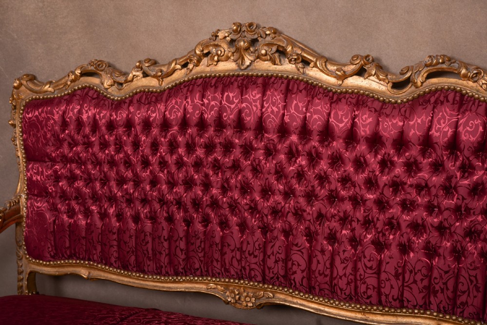Fabulous 19th Century gold gilt wood settee View IX