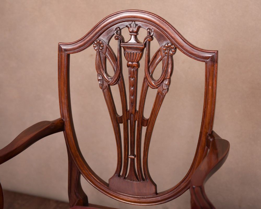 Stunning set of 12 Edwardian Hepplewhite  Mahogany dining chairs View VI
