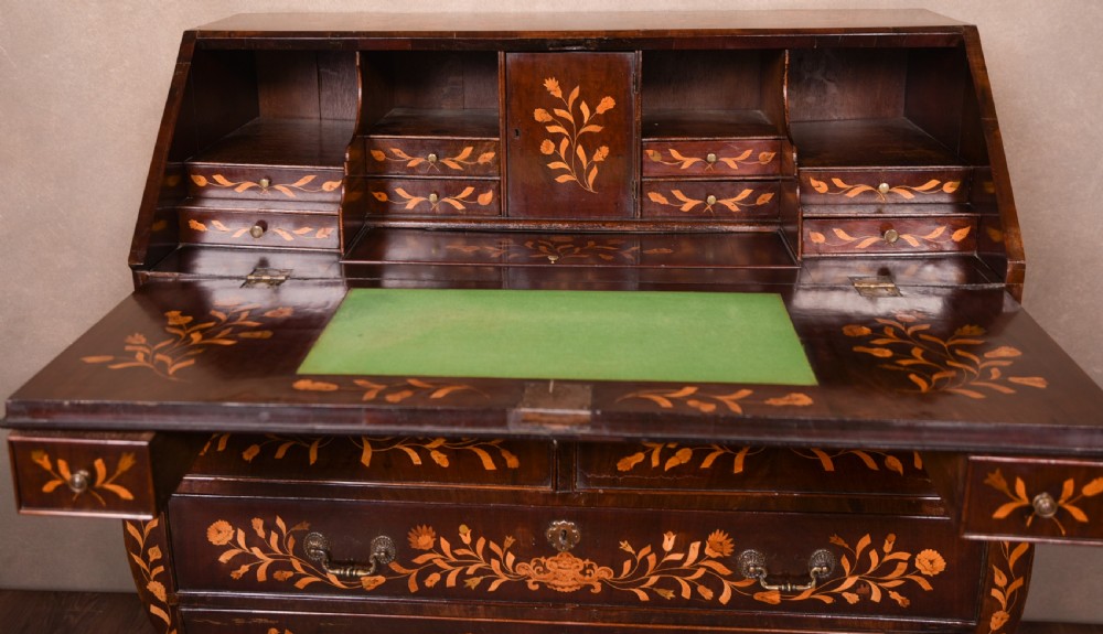 Stunning Dutch Marquetry Georgian bombe  writing bureau  View IX