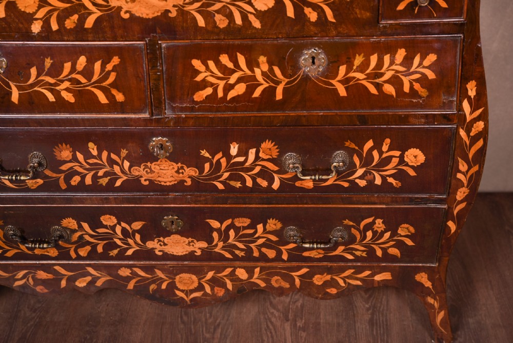 Stunning Dutch Marquetry Georgian bombe  writing bureau  View XVII