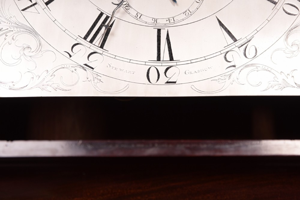 Georgian Mahogany  8 day longcase grandfather clock by Stewart of Glasgow View VI