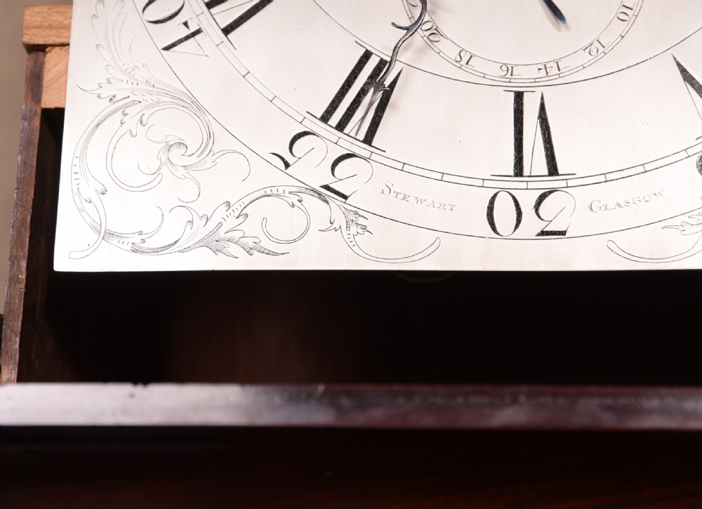 Georgian Mahogany  8 day longcase grandfather clock by Stewart of Glasgow View VII