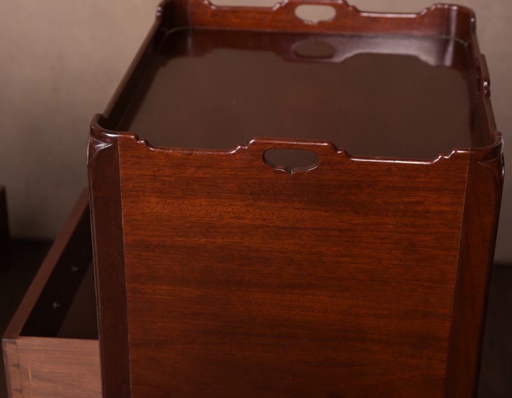 Handsome pair of Mahogany tambour front bedside cabinets View XX