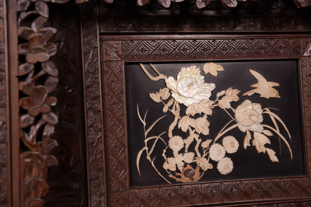 Late 19th Century Japanese Carved Shadona Cabinet View II