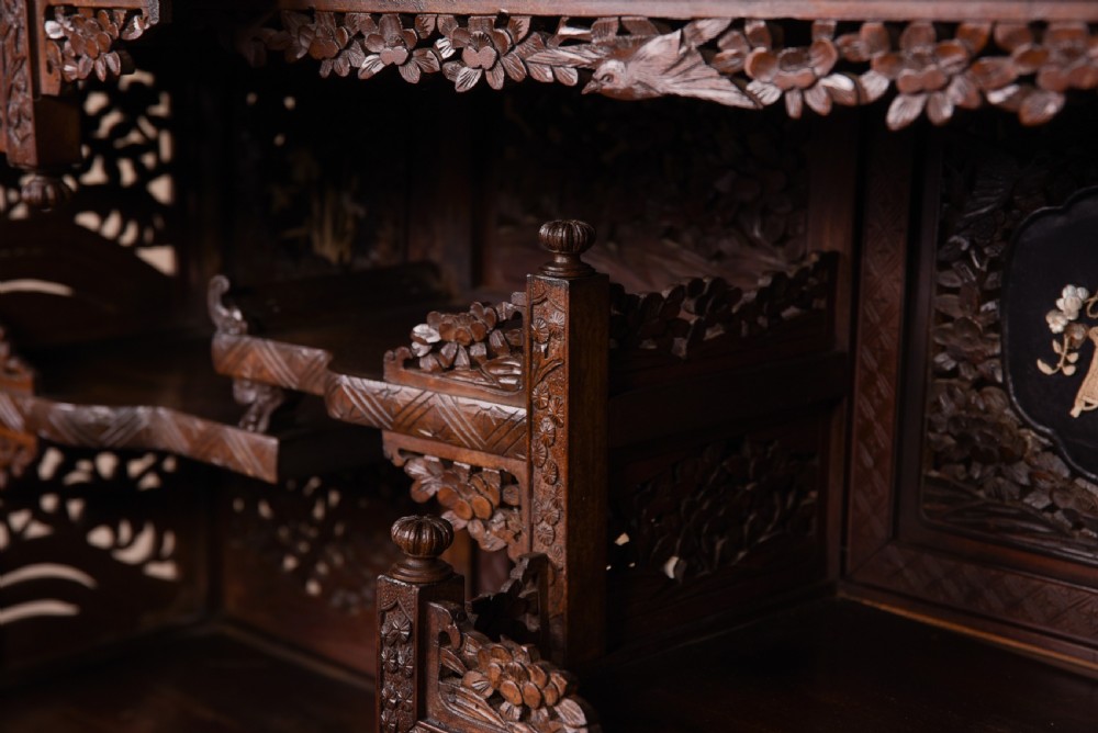 Late 19th Century Japanese Carved Shadona Cabinet View IX