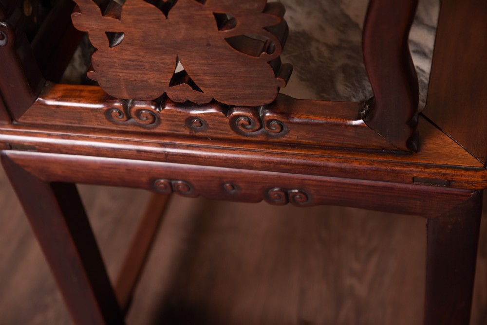 19th Century Chinese marble inset mother-of-pearl inlaid Arm chair  View VI