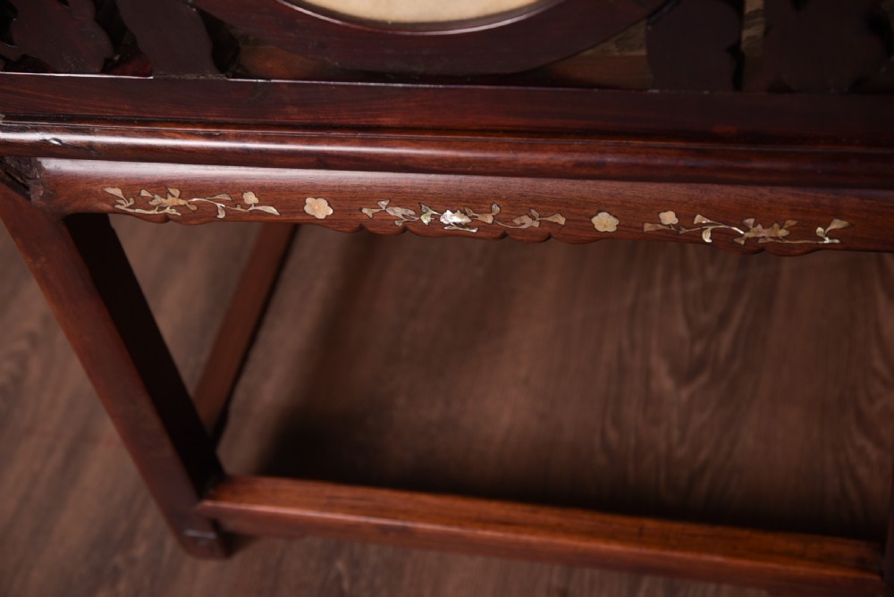 19th Century Chinese marble inset mother-of-pearl inlaid Arm chair  View VIII