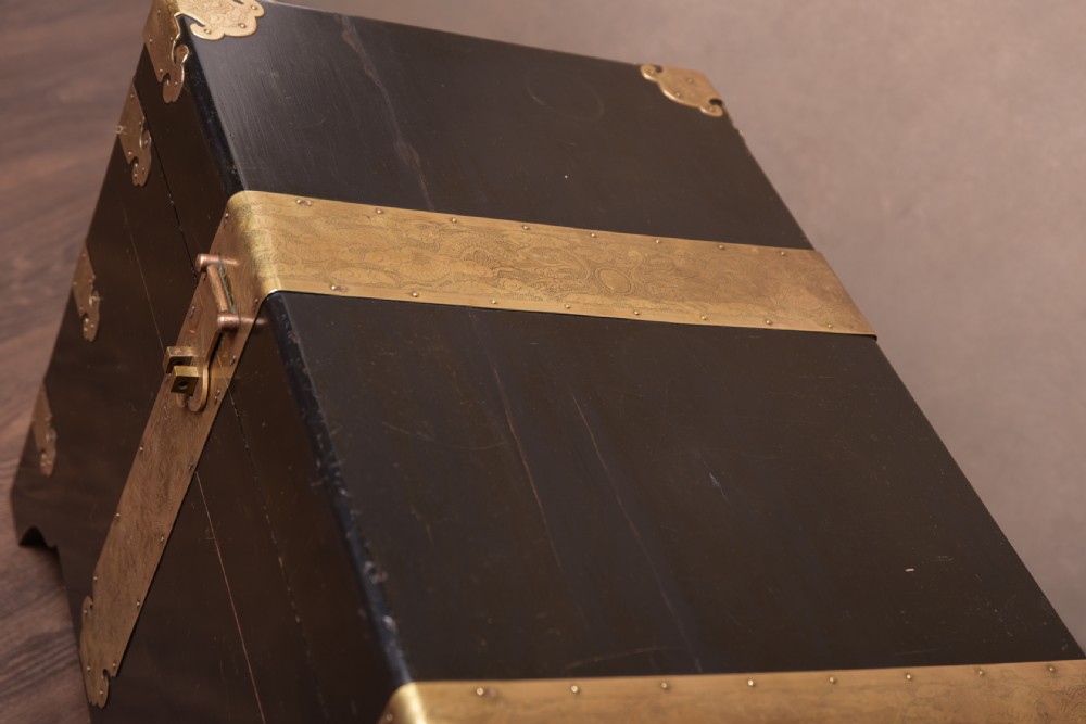 Stunning Ebonised and bass bound camphor wood blanket chest  View IV