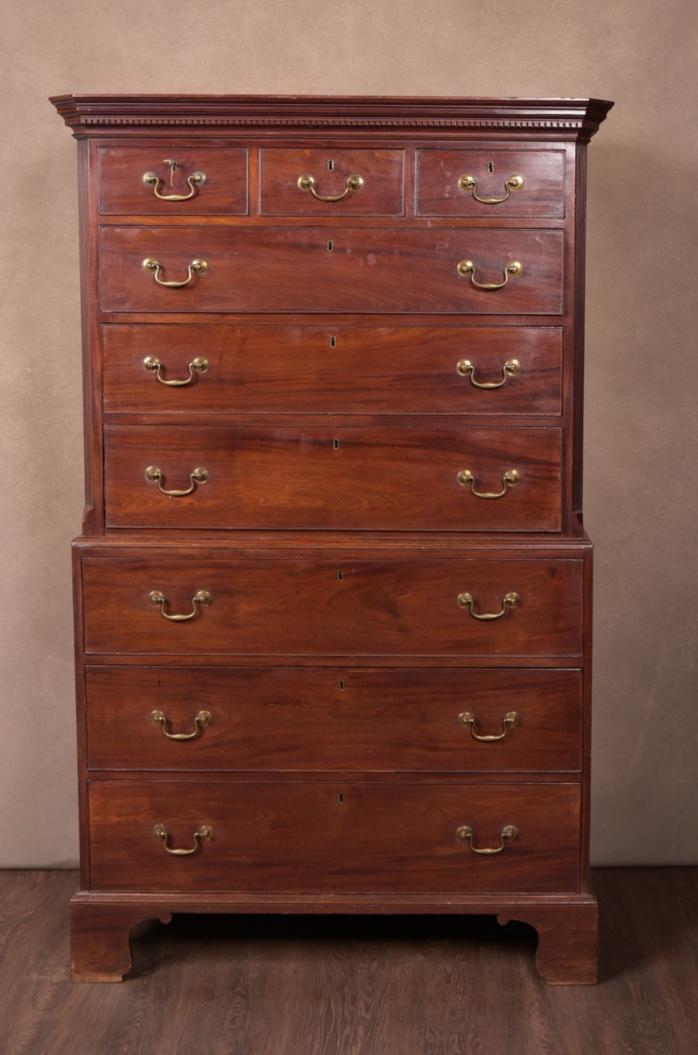 Neat Georgian Mahogany Chest On Chest tallboy