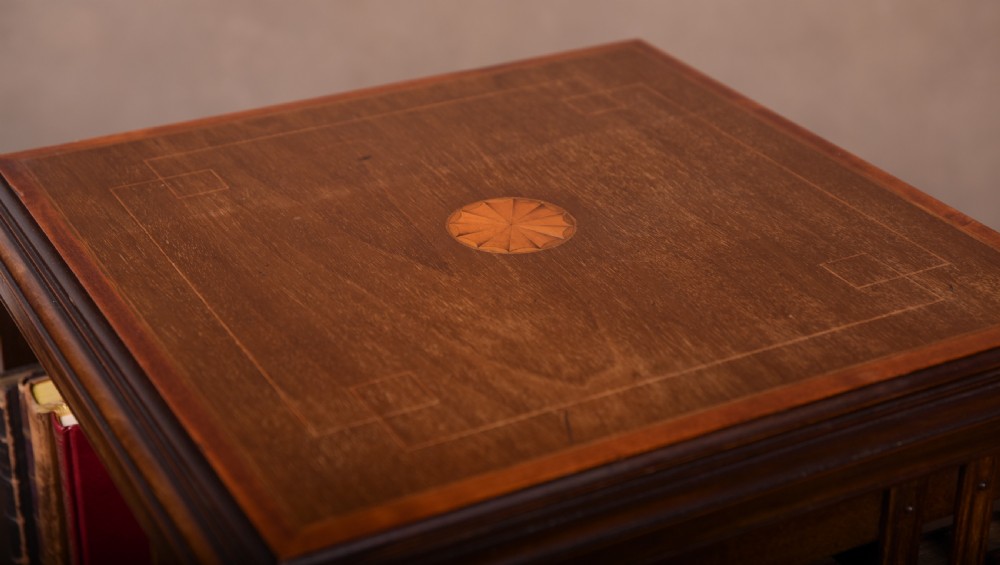 Edwardian Inlaid Mahogany Revolving Bookcase View II