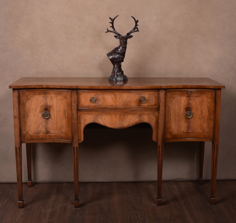 Edwardian Flame Mahogany Serpentine Sideboard
