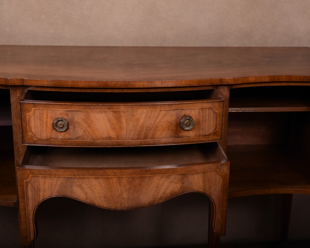 Edwardian Flame Mahogany Serpentine Sideboard View XI