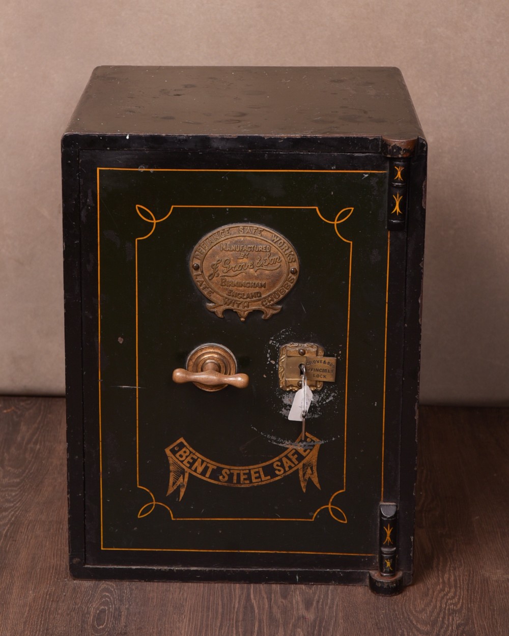 Edwardian steel safe with key