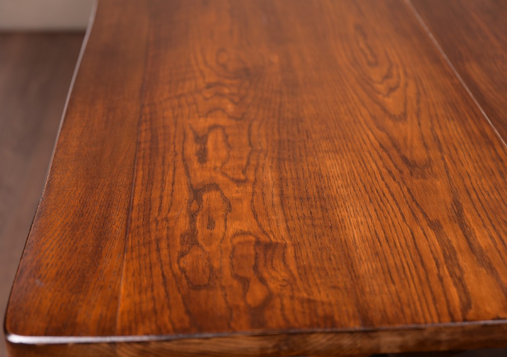 Edwardian carved oak refectory table and 6 chairs  View VIII