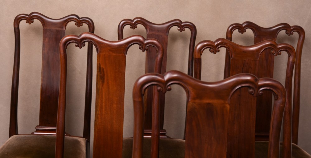An Elegant set of 6 mahogany high back dining chairs View II