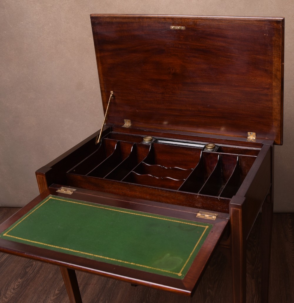Edwardian inlaid Mahogany fold out writing desk