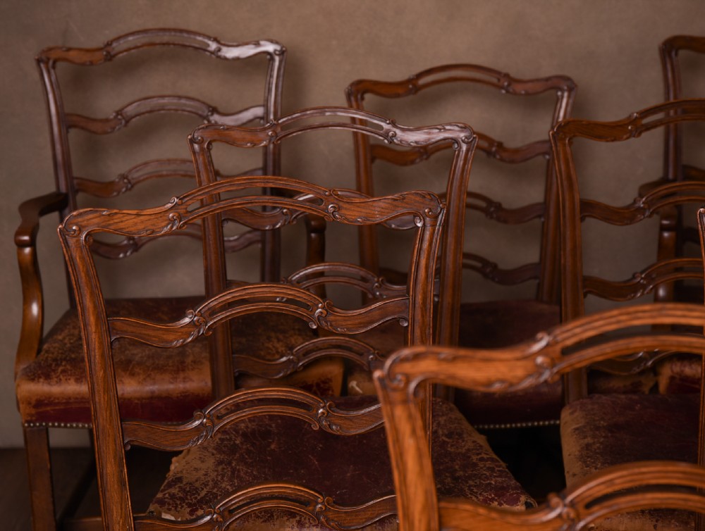 Set of 8 19th Century oak dining room chairs  View II