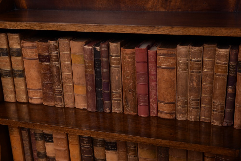 Neat Edwardian Inlaid Mahogany waterfall bookcase  View II