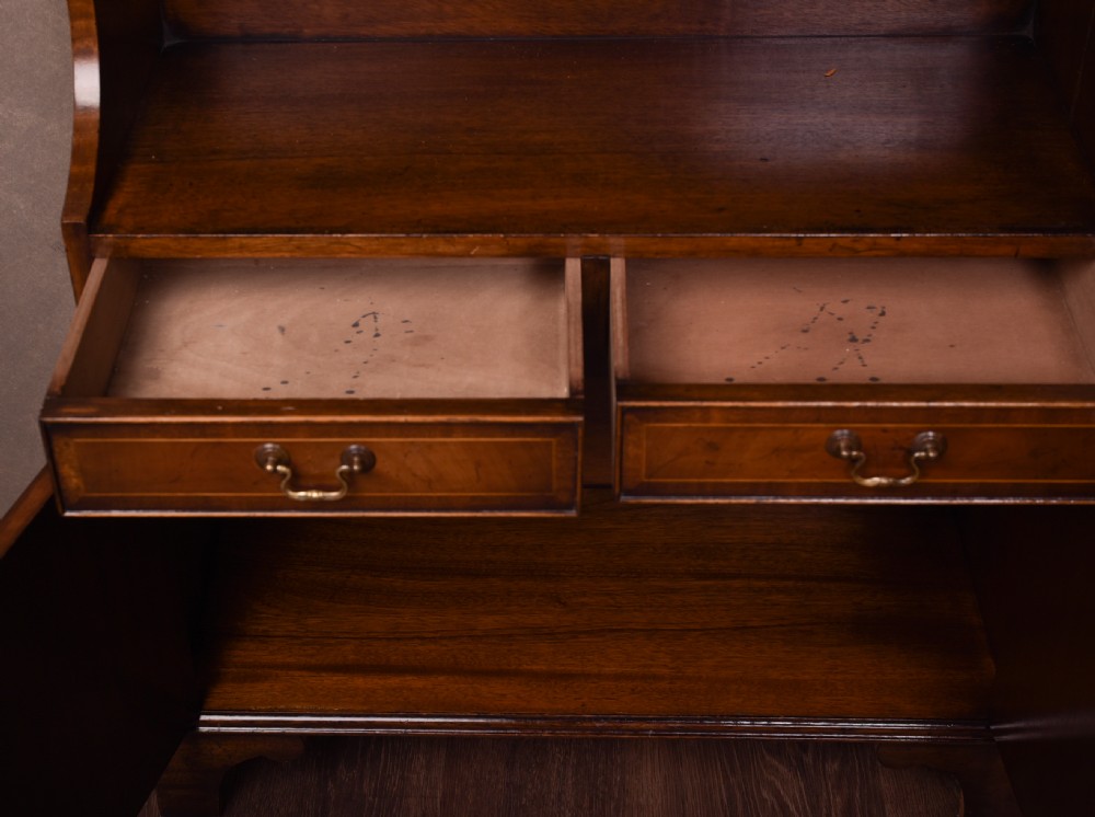 Neat Edwardian Inlaid Mahogany waterfall bookcase  View VI