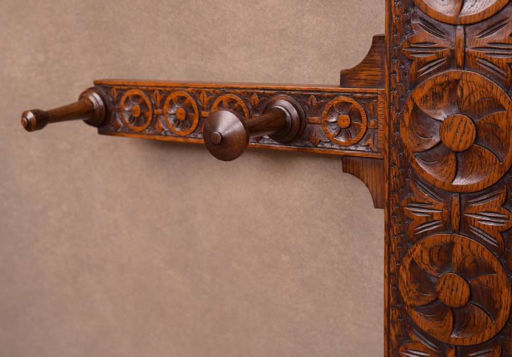 Unusual carved oak Victorian Hall stand   View XI