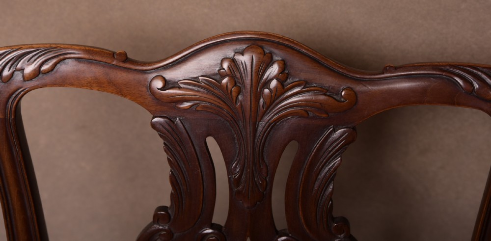Fantastic set of 8 carved Chippendale style chairs  View III