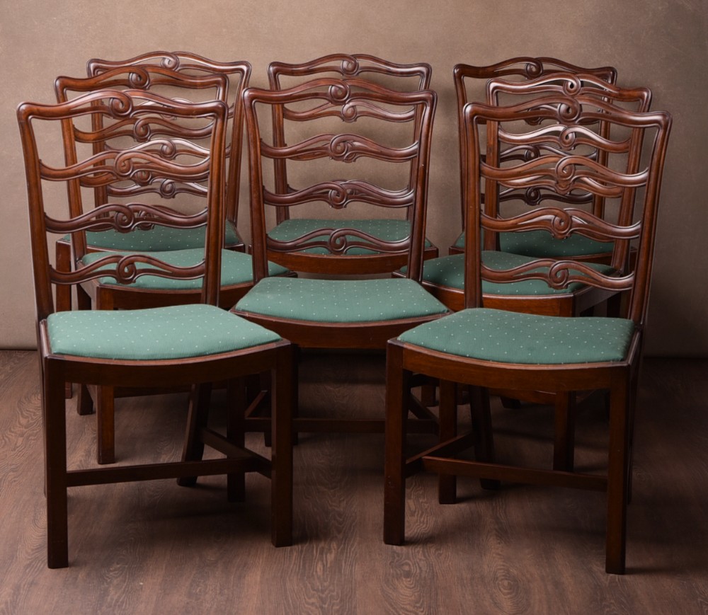 superb quality set of 8 mahogany Edwardian dining room chairs 
