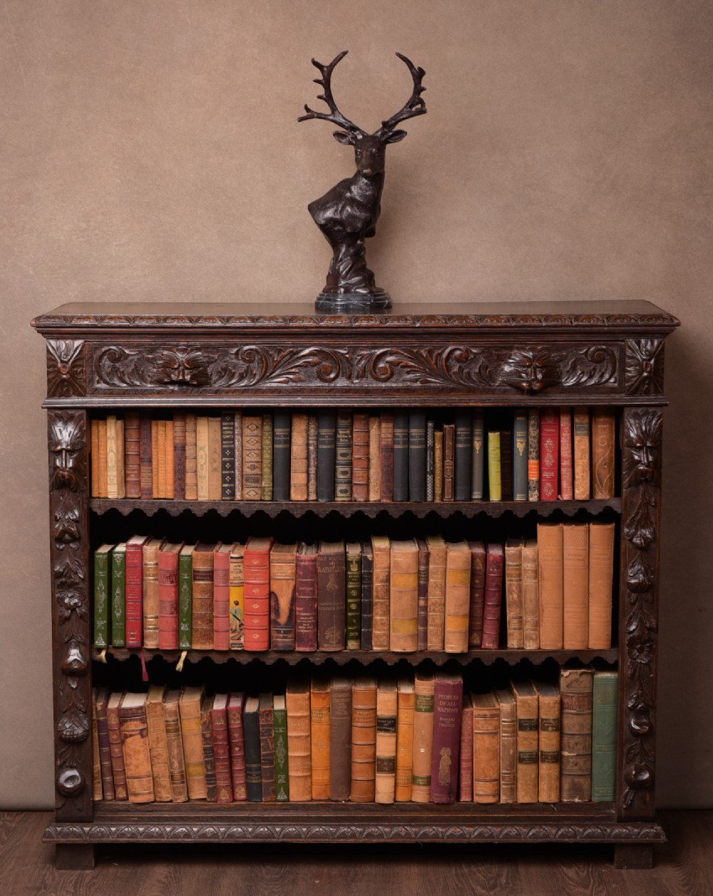 Late Victorian carved bookcase 