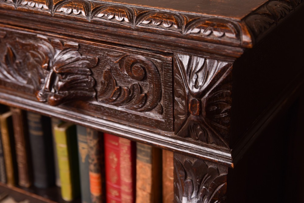 Late Victorian carved bookcase  View II