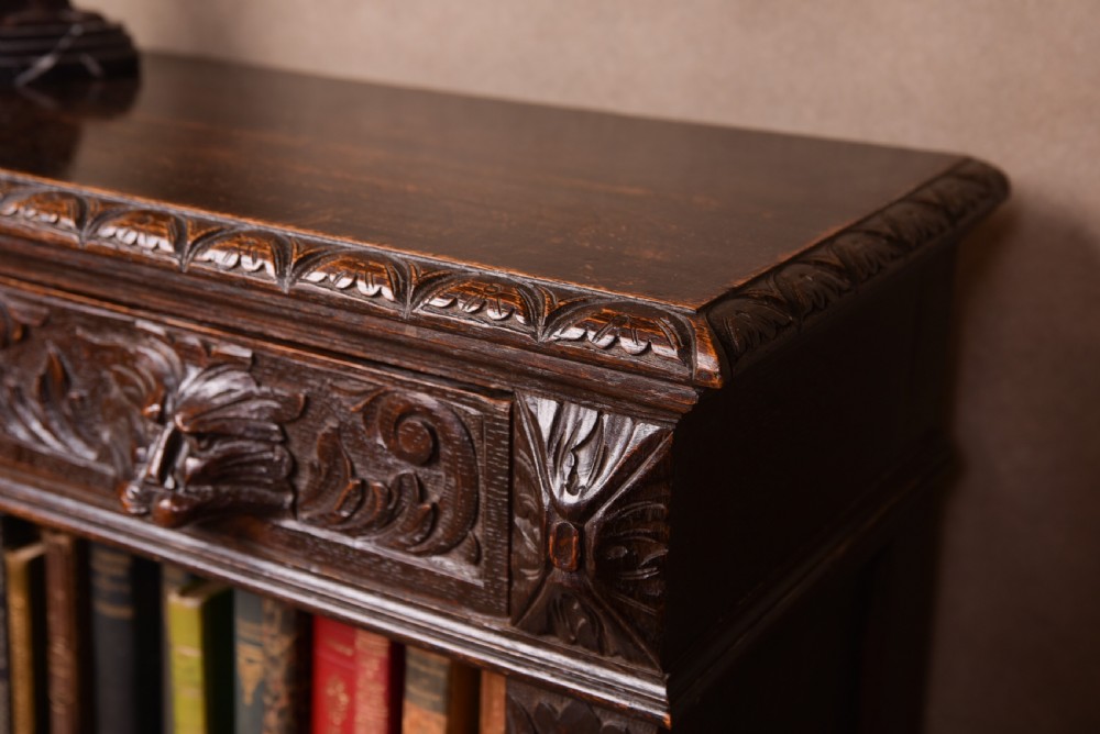 Late Victorian carved bookcase  View IV