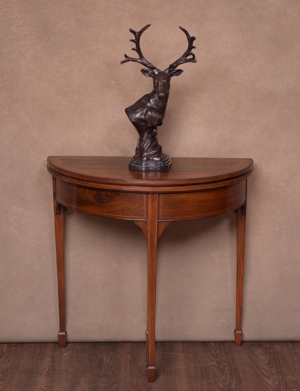 Edwardian inlaid fold over card table 