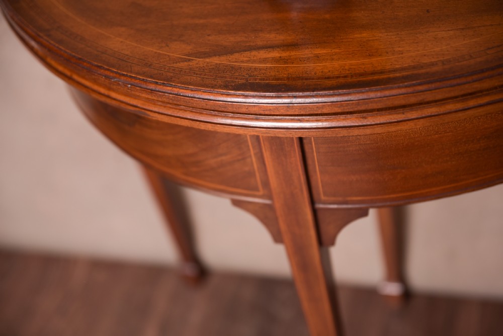 Edwardian inlaid fold over card table  View II