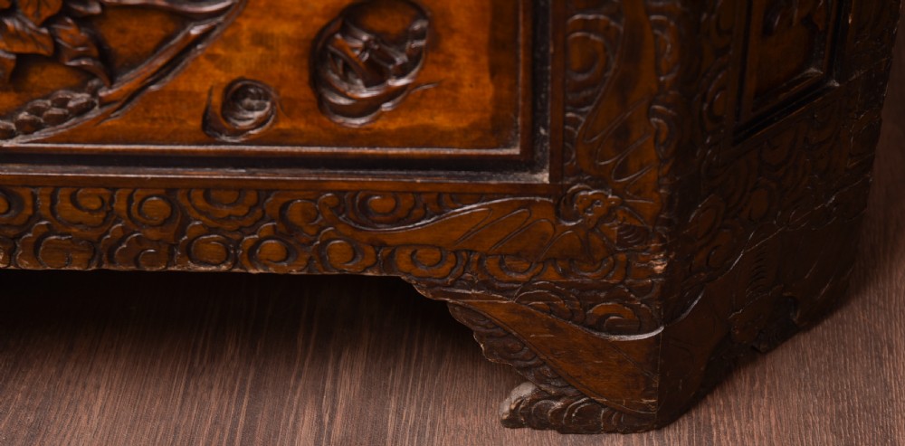 Unusual Shaped Chinese Carved Camphor wood chest  View XIV