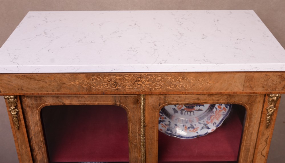 Victorian inlaid Walnut dwarf bookcase  View III