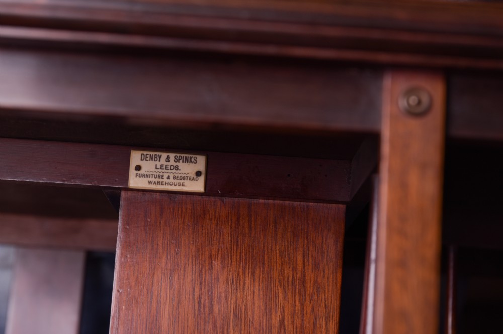 Quality Edwardian inlaid Plum pudding Mahogany revolving bookcase  View X