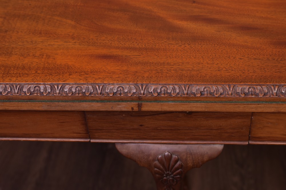 Edwardian Mahogany Demi lune Turn over card table  View IX