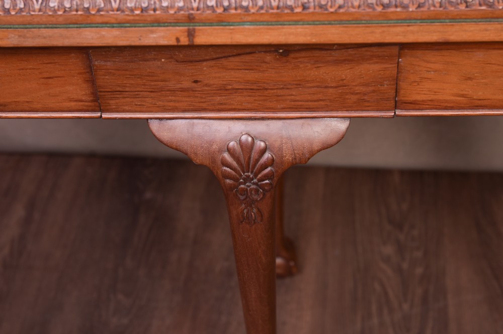 Edwardian Mahogany Demi lune Turn over card table  View X